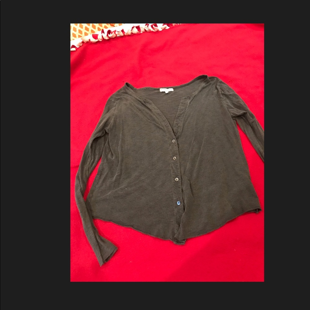 Urban Outfitters Soft Grey button front tee L